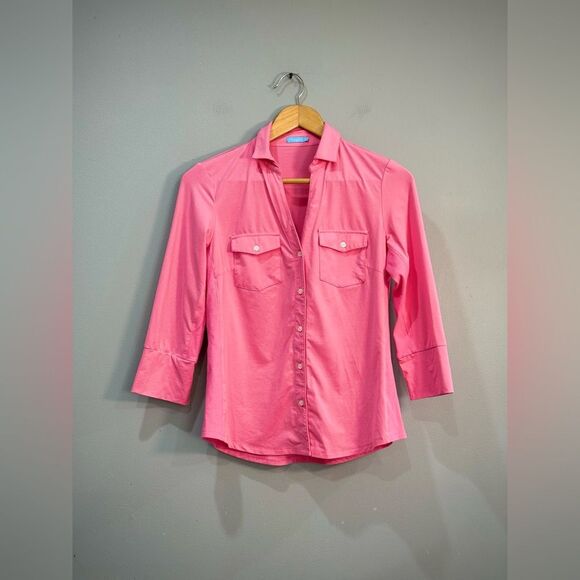 Pink J. McLaughlin Brynn Pockets Top Size S EUC - Picture 3 of 7